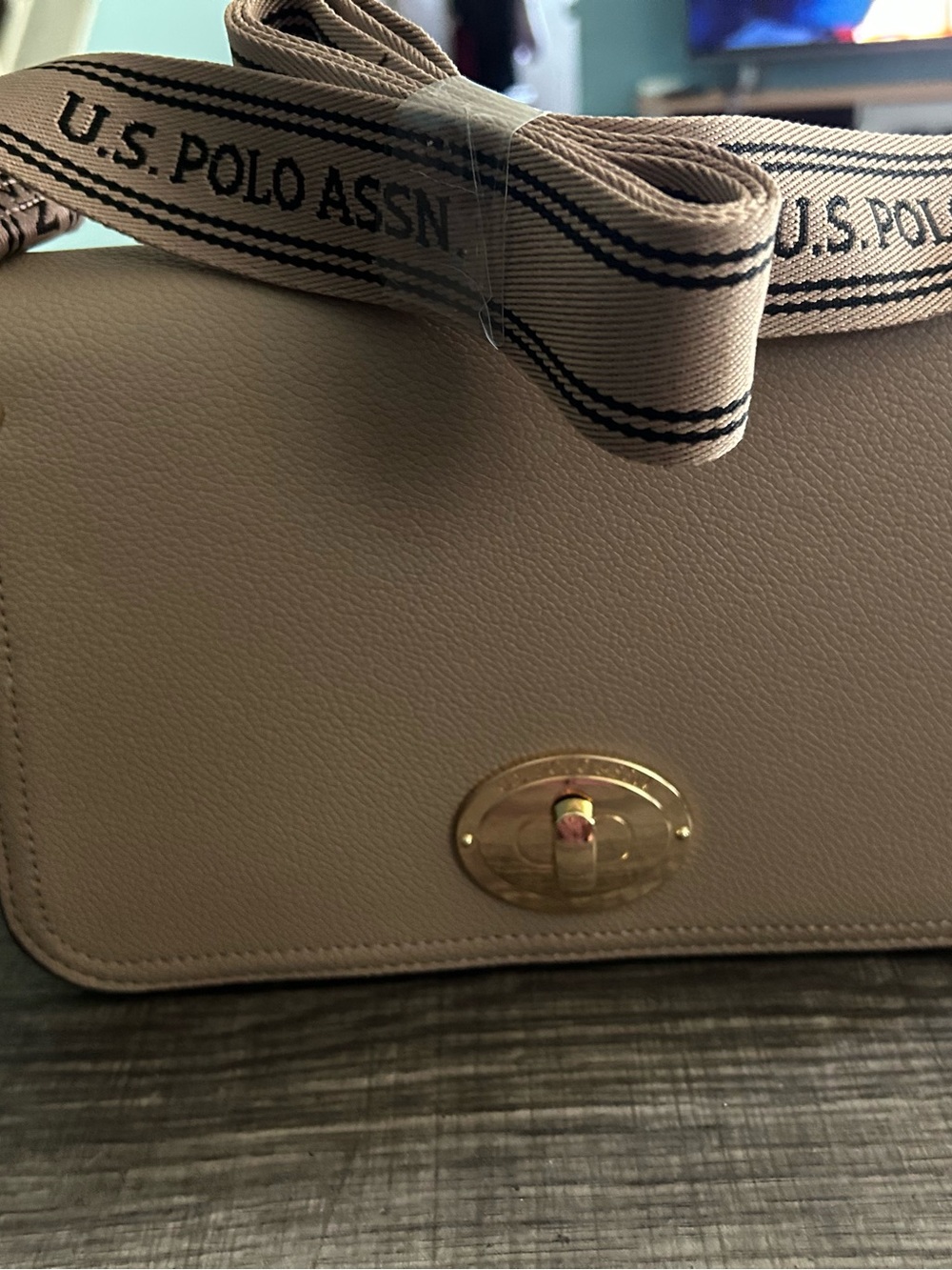 U.S. Polo Assn. Taupe Crossbody Bag with Branded Strap